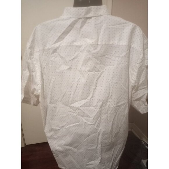 New Linea Uomo LU Shirt 5X Mens Button Up Stretch Short Sleeve White Dots - Picture 5 of 11